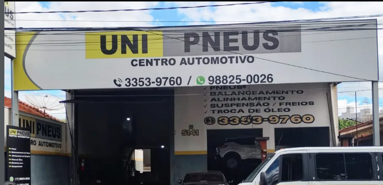 Fachada da Uni Pneus Centro Automotivo